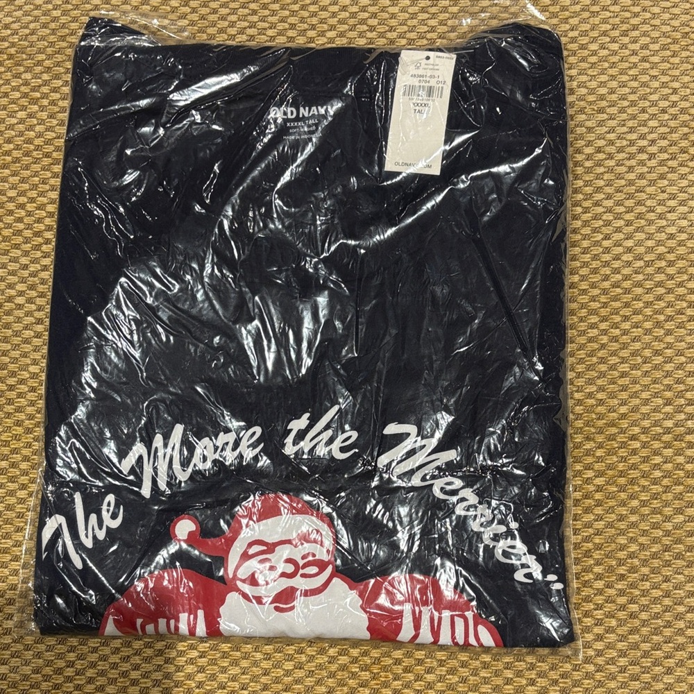 Old Navy Black Festive Santa Tee